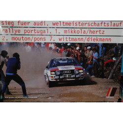 Audi "sieg fuer audi,weltmeisterschaftslauf rally portugal. 1.mikkola/hertz 2. mouton/pons 7. wittmann/diekmann.Factory Poster